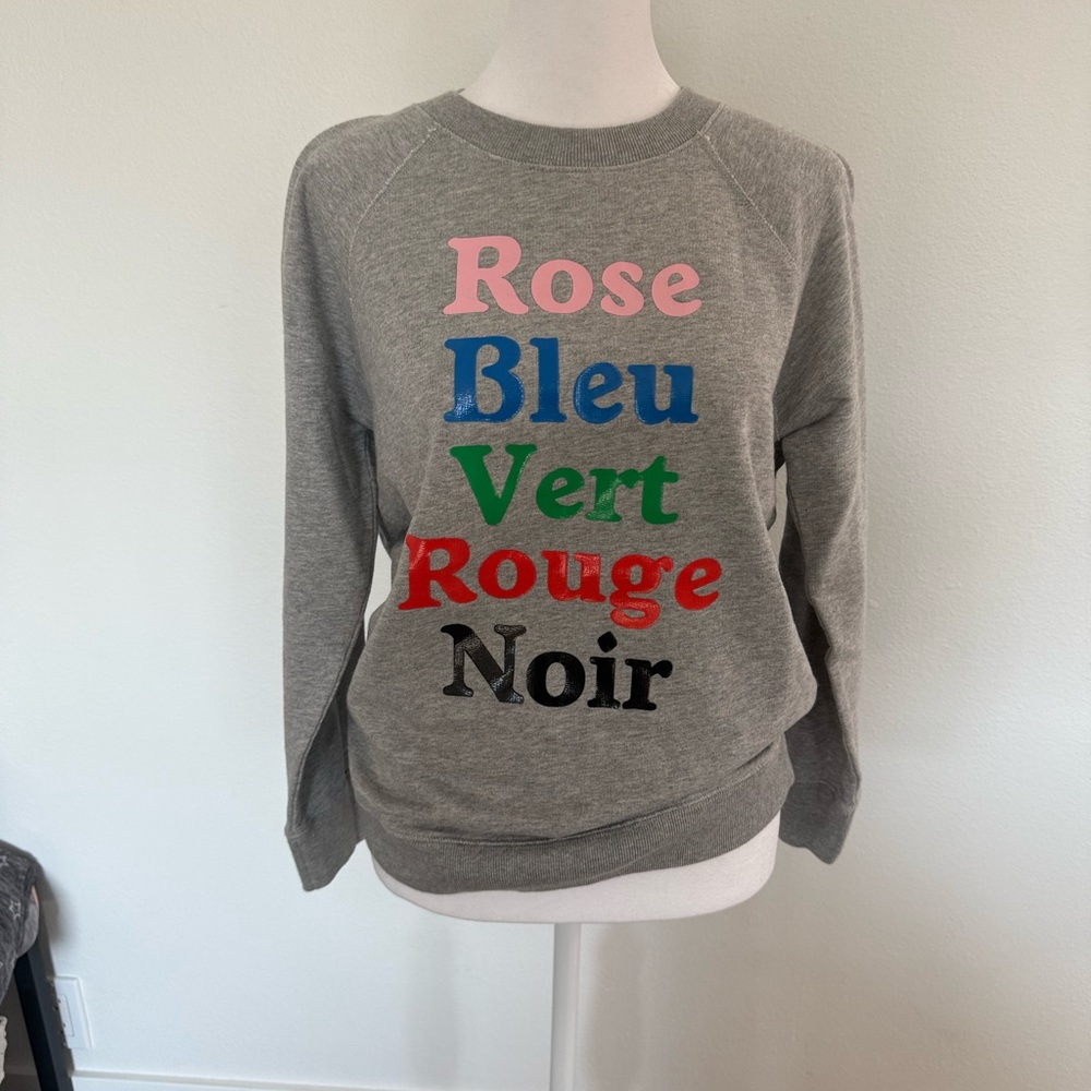 J Crew Small Graphic Text Gray Sweatshirt